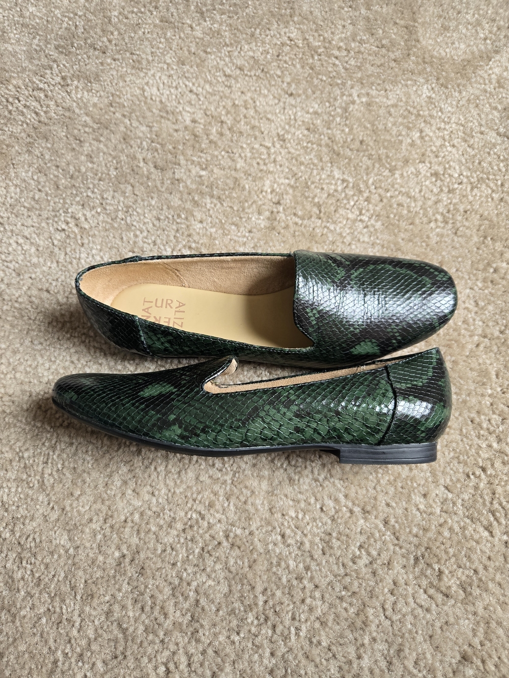 Naturalizer Green Snake-Print Loafers
